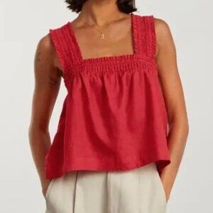 Everlane Red Smocked Top